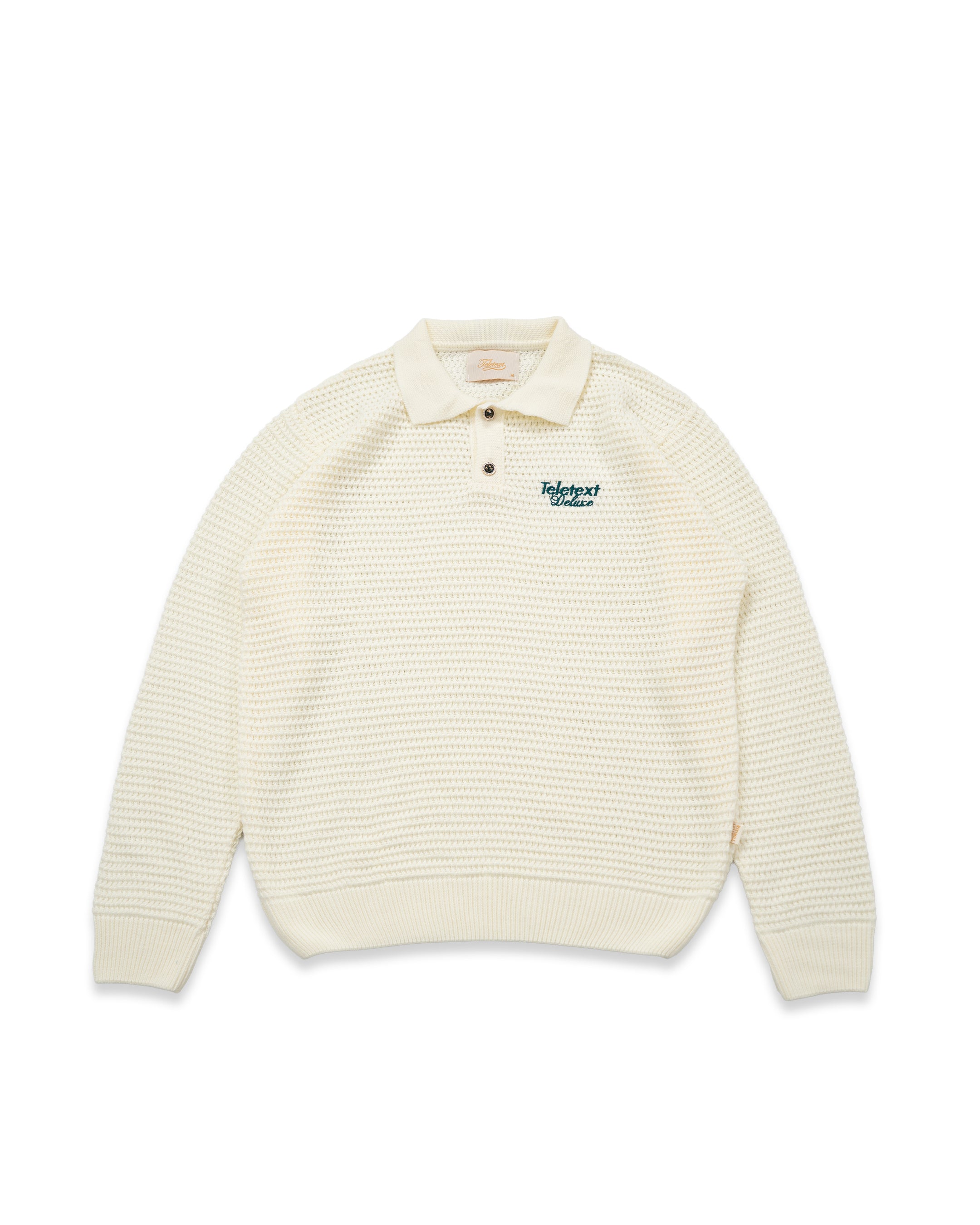 Deluxe Knitted Polo - Cream Waffle
