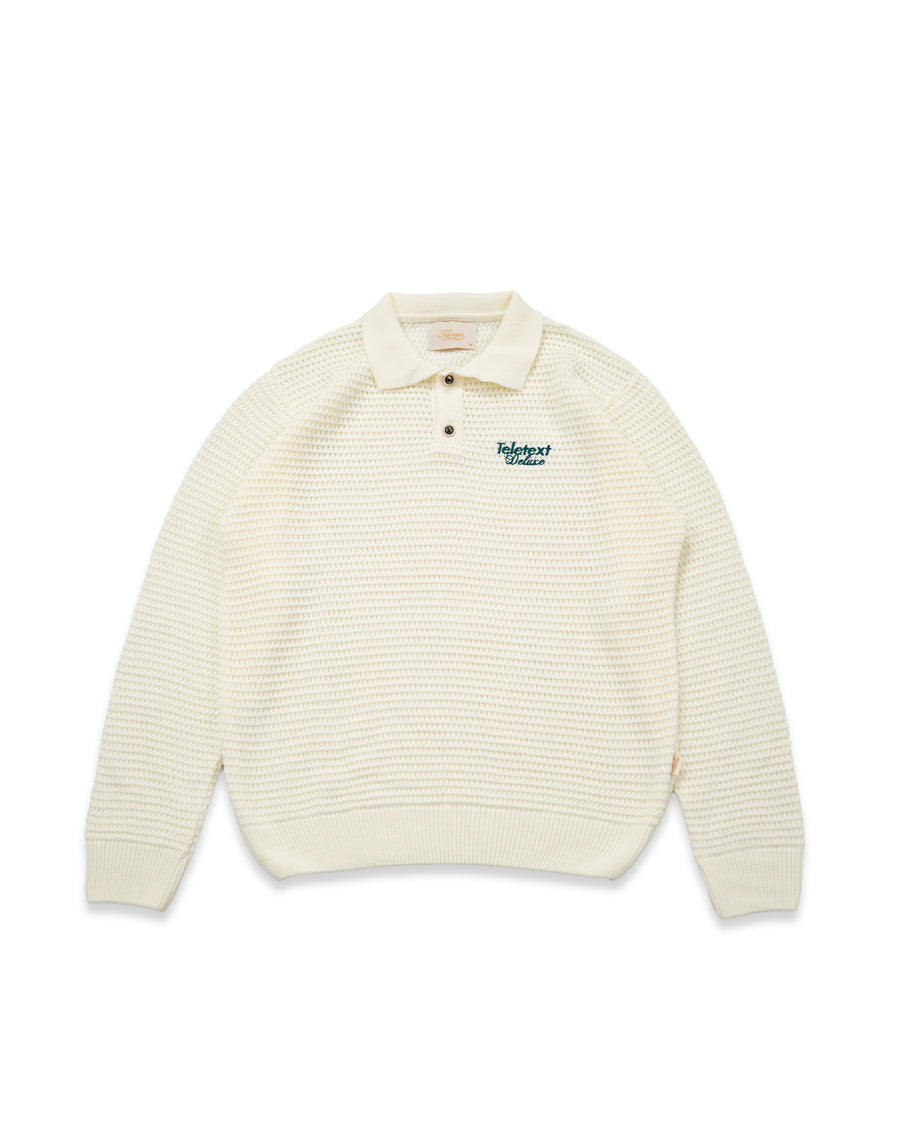Deluxe Knitted Polo - Cream Waffle
