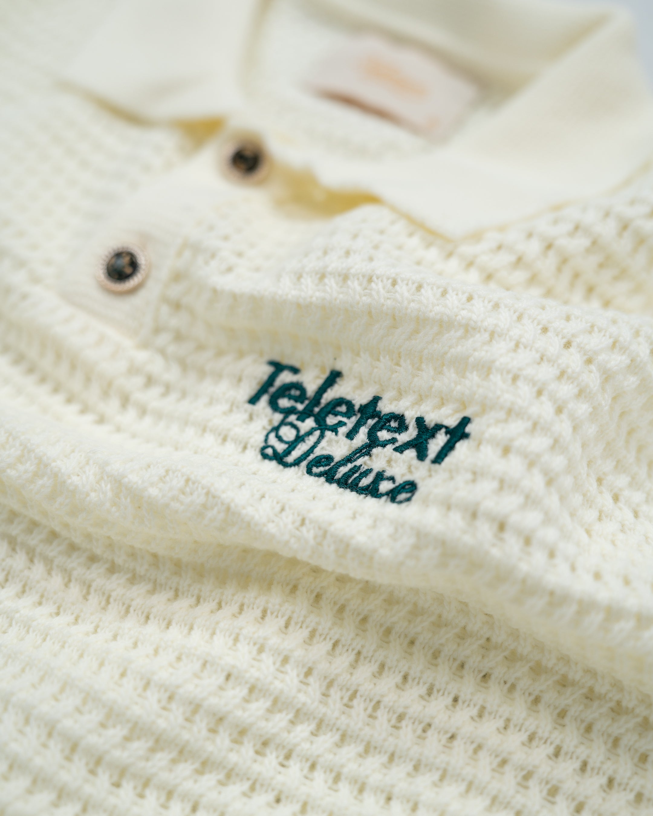 Deluxe Knitted Polo - Cream Waffle