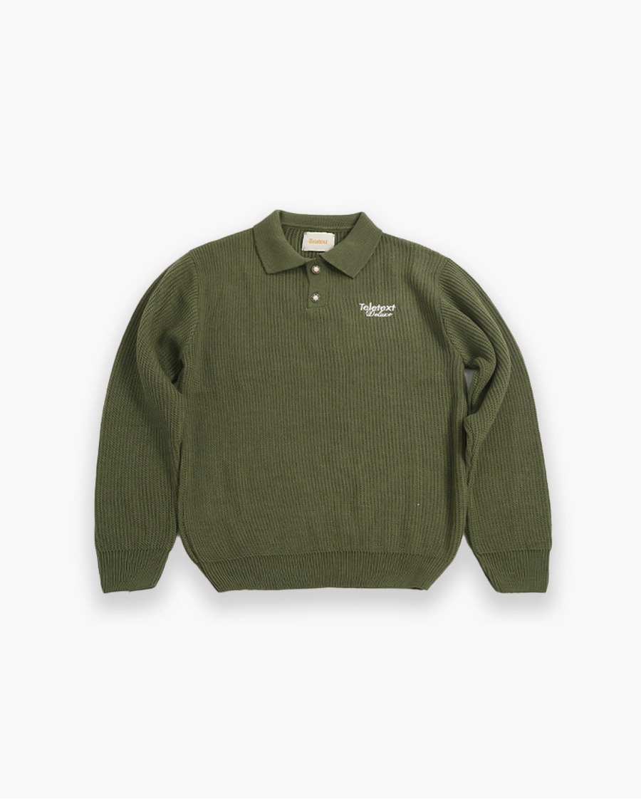Deluxe Knitted Polo - Olive
