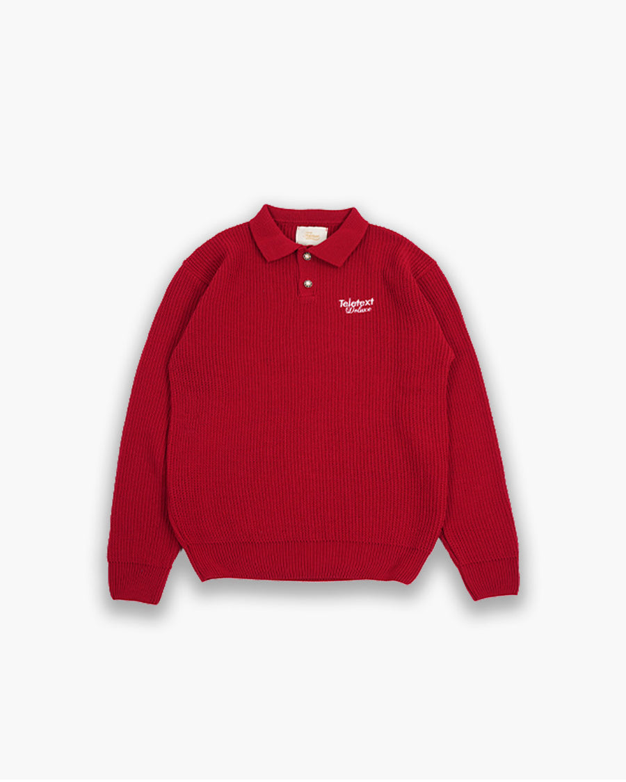 Deluxe Knitted Polo - Red