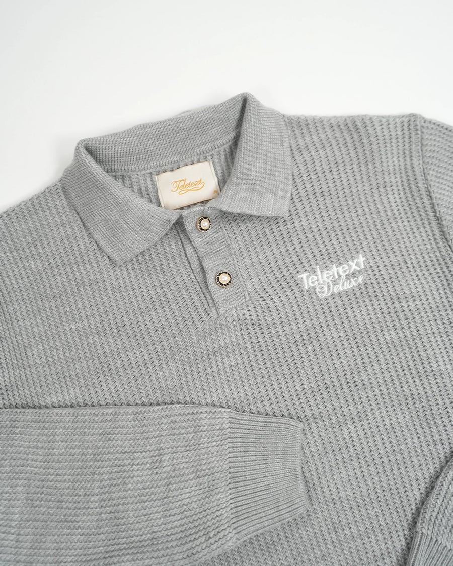 Deluxe Knitted Polo - Grey