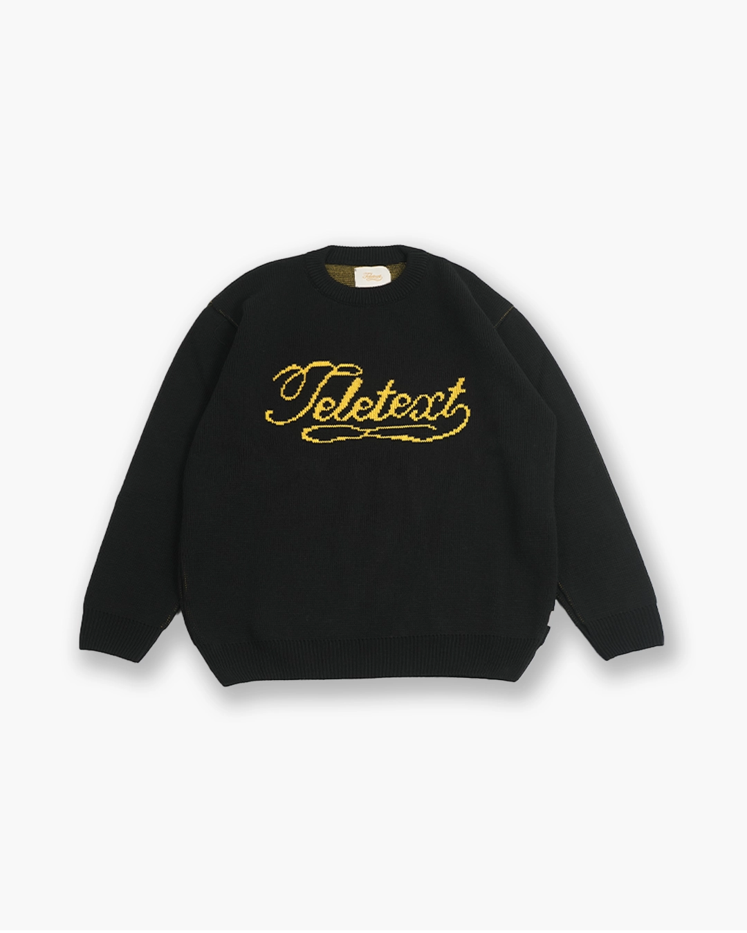 Script Knit Pullover - Black