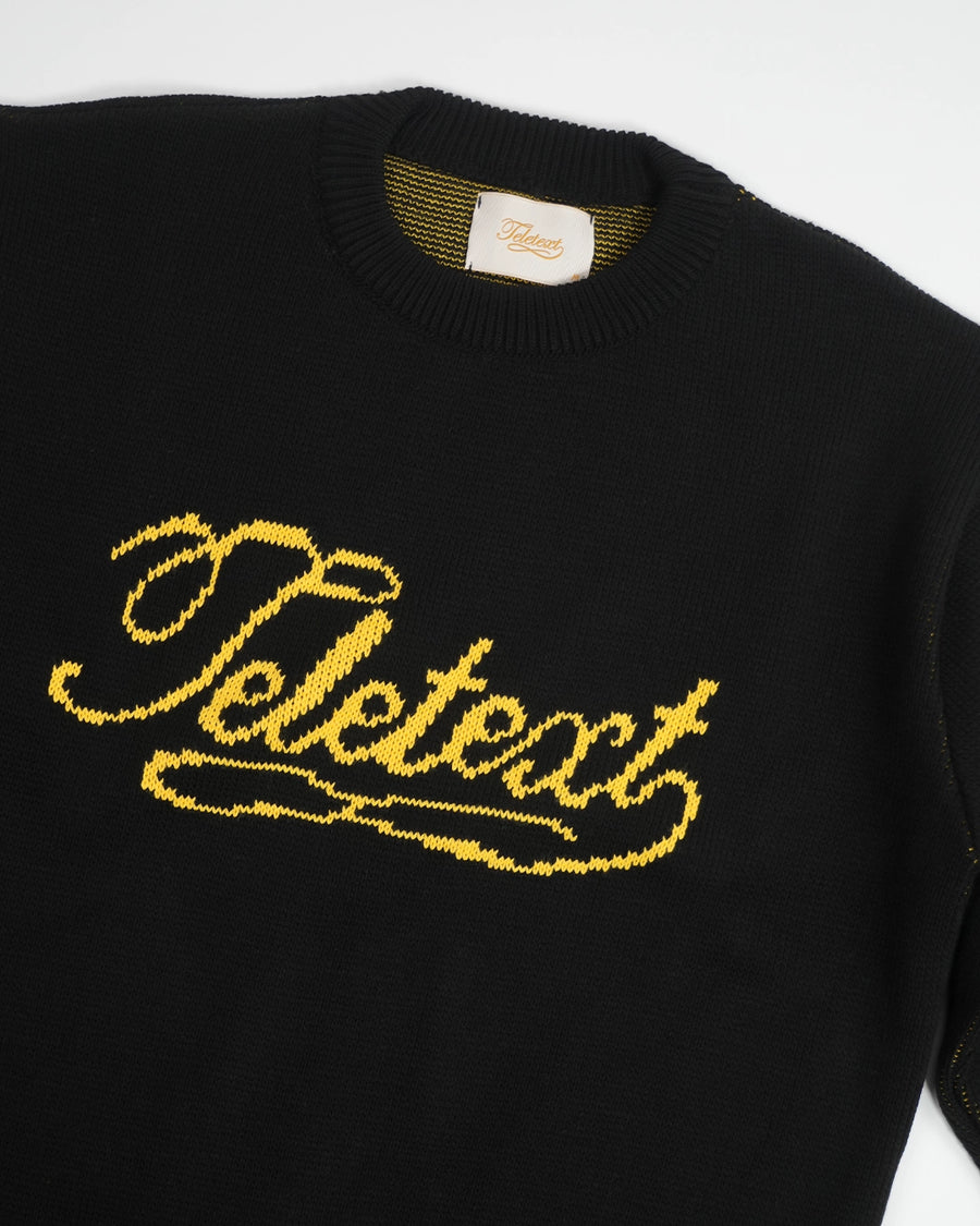 Script Knit Pullover - Black
