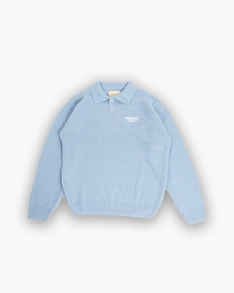 Deluxe Knitted Polo - Coconut Sky - TELETEXT
